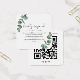 Eucalyptus Script Greenery Wedding QR Code RSVP