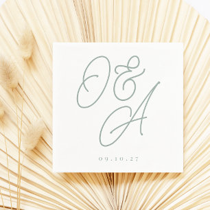 Eucalyptus Script Watermark Monogram Wedding Napkin
