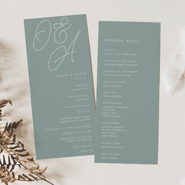 Eucalyptus | Script Watermark Monogram Wedding Program (Creator Uploaded)