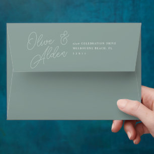 Eucalyptus   Script Watermark Wedding 5x7 Envelope