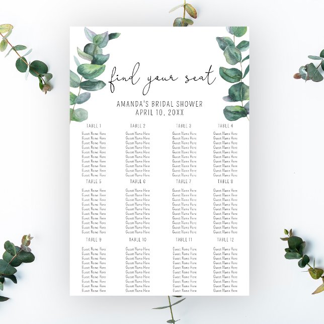 Eucalyptus - Seating Chart foam board (Creator Uploaded)