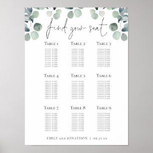 Eucalyptus Seating Plan Find Your Seat Wedding Poster