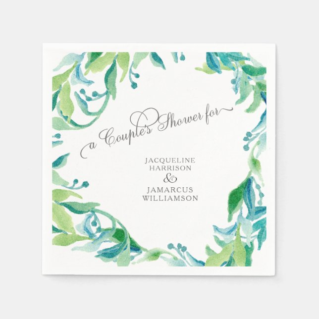 Eucalyptus Seed Leaf Laurel Wreath Boho Couples Napkin (Front)