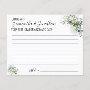 Eucalyptus Share a Date Idea Shower Game card