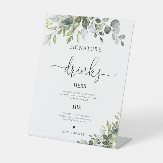 Eucalyptus Signature Drinks Sign (Front)