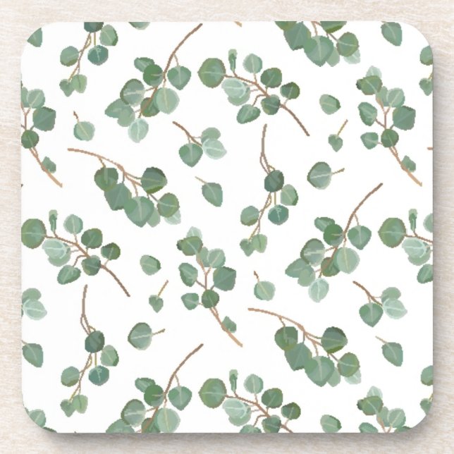 Eucalyptus Silver Dollar Tree Foliage Pattern Coaster (Front)
