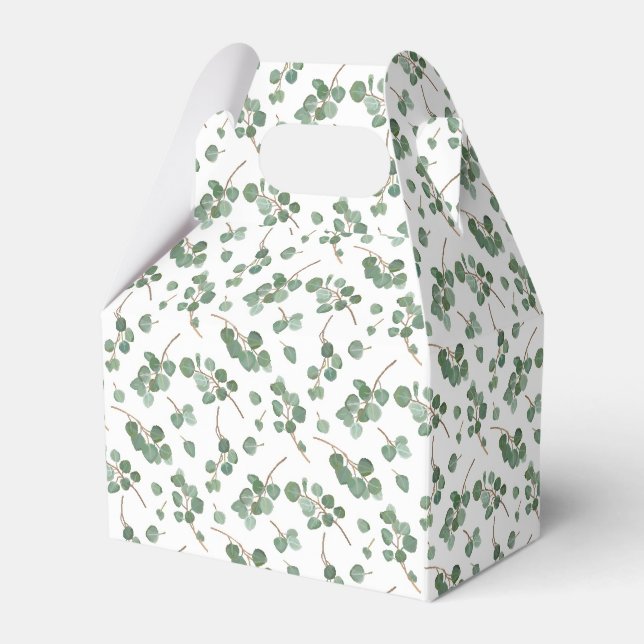 Eucalyptus Silver Dollar Tree Foliage Pattern Favor Box (Front Side)