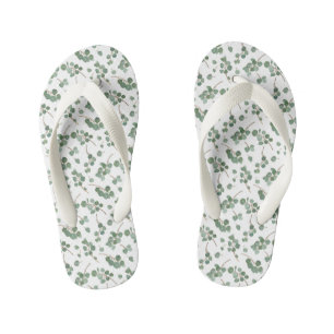 Eucalyptus Silver Dollar Tree Foliage Pattern Kid's Flip Flops