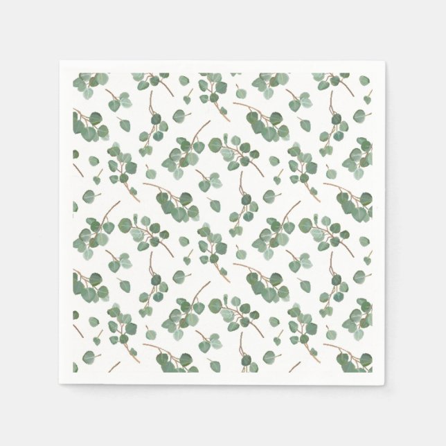 Eucalyptus Silver Dollar Tree Foliage Pattern Napkin (Front)