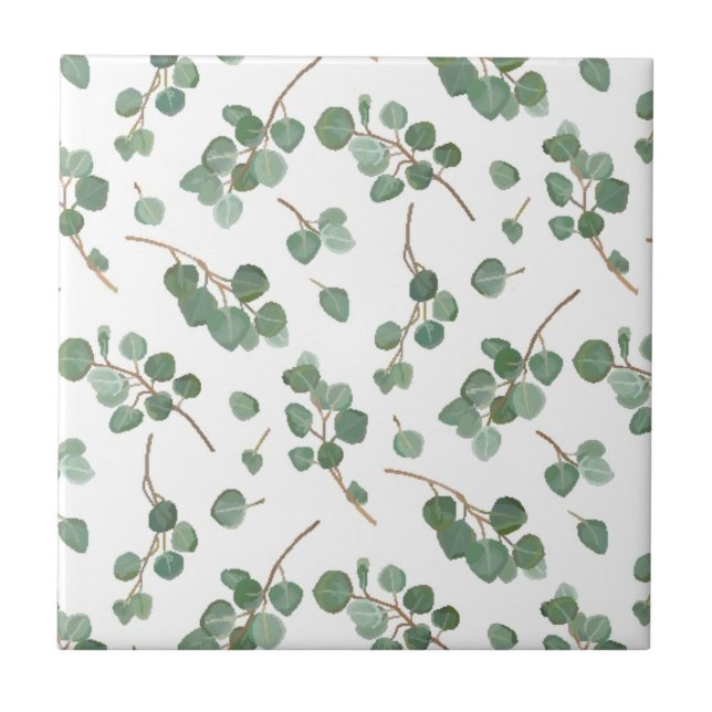 Eucalyptus Silver Dollar Tree Foliage Pattern Tile (Front)