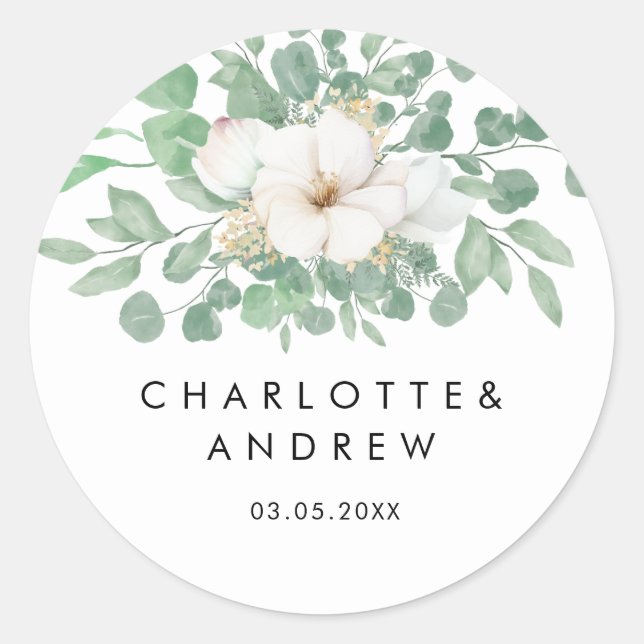 Eucalyptus simpel  elegant   classic round sticker (Front)