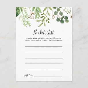 Eucalyptus Simple Brown Floral Bucket List Cards
