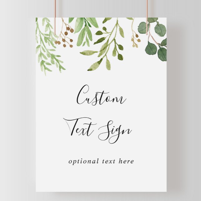 Eucalyptus Simple Brown Floral Custom Text Sign (Creator Uploaded)