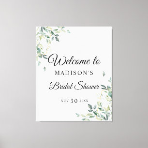 Eucalyptus Simple Floral Bridal Shower Welcome Canvas Print