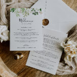 Eucalyptus Simple Floral Wedding Welcome Letter<br><div class="desc">This eucalyptus simple floral wedding welcome letter is perfect for a greenery wedding. The design features artistically hand-painted beautiful eucalyptus green leaves arranged into geometric shapes, inspiring natural beauty. Personalize the front with a welcome message for your guests and your names. Personalize the back with the schedule of events and...</div>