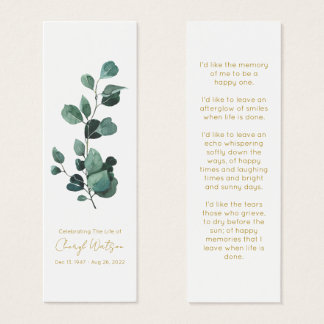 Eucalyptus | Simple Funeral Memorial Mini Bookmark