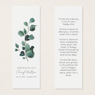 Eucalyptus | Simple Funeral Memorial Mini Bookmark