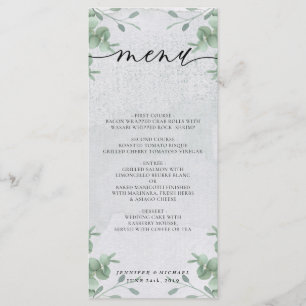Eucalyptus Simple Modern Wedding Ceremony Dinner Menu
