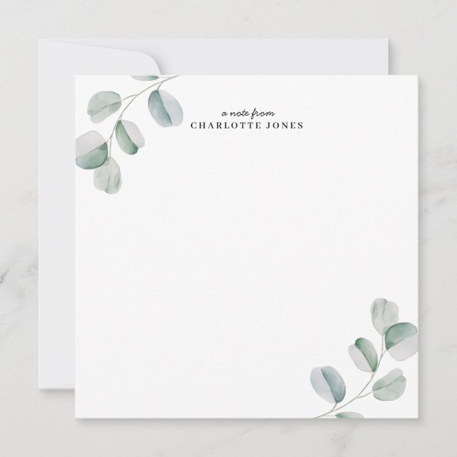 Eucalyptus Simple Personalized Card (Front)
