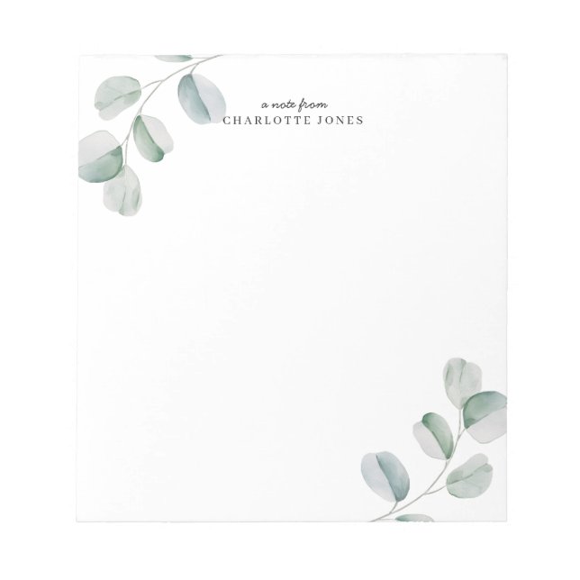 Eucalyptus Simple Personalized Notepad (Front)