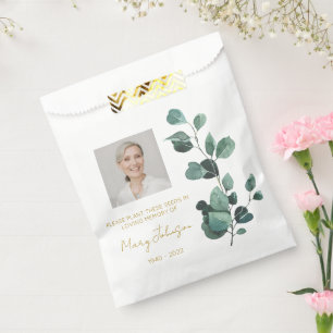 Eucalyptus Simple Photo Funeral Seed Favour Bag