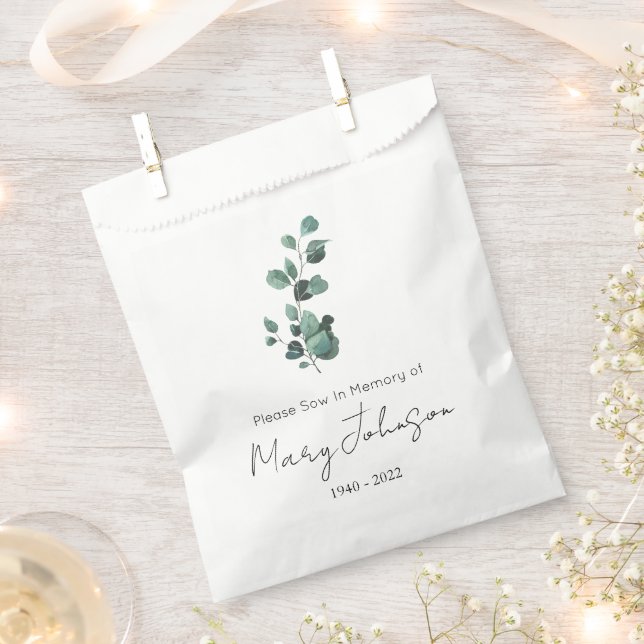Eucalyptus | Simple Seed packet Funeral  Favour Bag (Clipped)