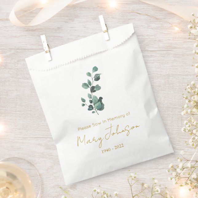 Eucalyptus | Simple Seed packet Funeral  Favour Bag (Clipped)