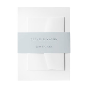Eucalyptus Simplicity Soft Blue Grey Wedding Invitation Belly Band