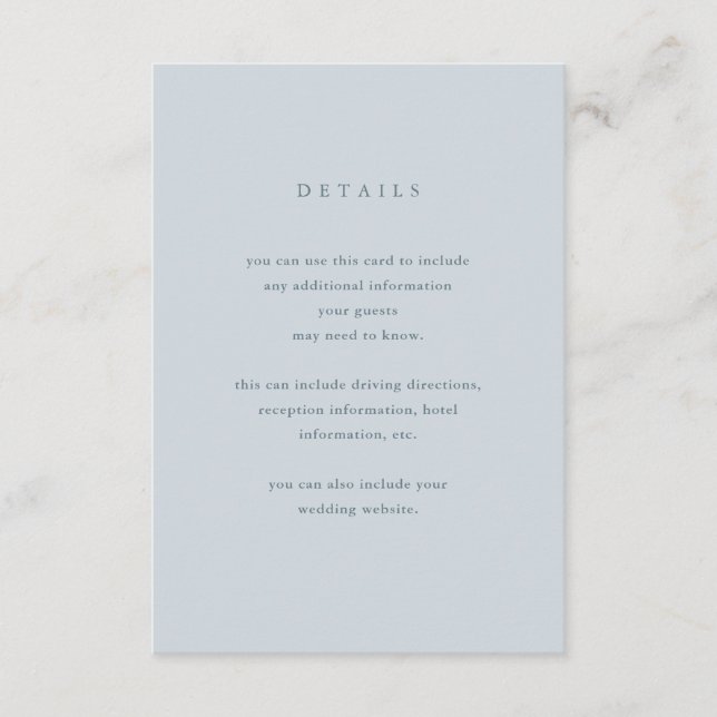Eucalyptus Simplicity | Wedding Guest Details Enclosure Card (Front)