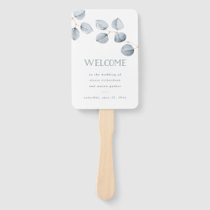 Eucalyptus Simplicity Wedding Welcome Hand Fan