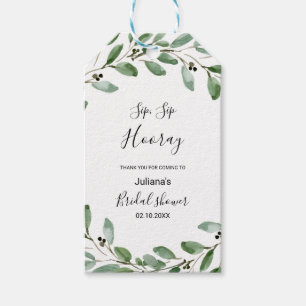 Eucalyptus Sip Sip Hooray Bridal Shower Gift Tags