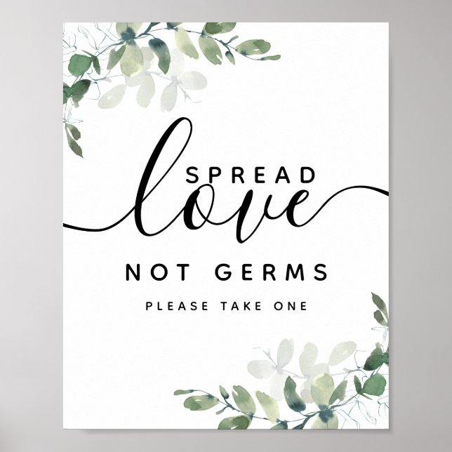 Eucalyptus Spread Love Not Germs Hand Sanitizer  Poster (Front)