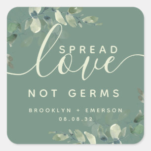 Eucalyptus Spread Love Not Germs Hand Sanitizer Sq Square Sticker