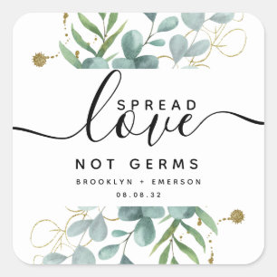 Eucalyptus Spread Love Not Germs Hand Sanitizer Sq Square Sticker