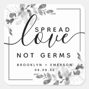 Eucalyptus Spread Love Not Germs Hand Sanitizer Square Sticker