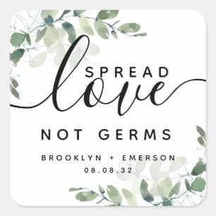 Eucalyptus Spread Love Not Germs Hand Sanitizer Square Sticker