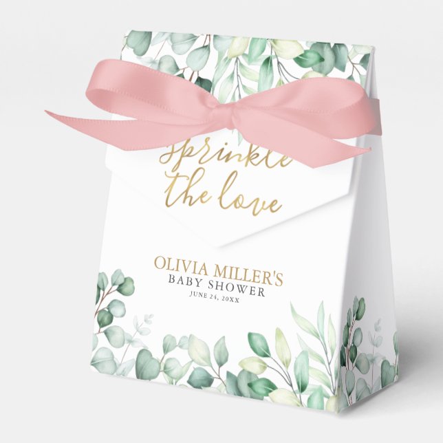 Eucalyptus Sprinkle the Love Thank You Baby Shower Favor Box (Front Side)