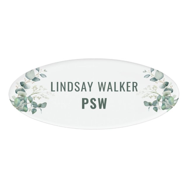 Eucalyptus Style  Name Tag (Front)
