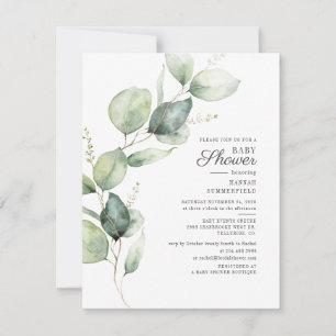 Eucalyptus Succulent Botanical Elegant Baby Shower Invitation
