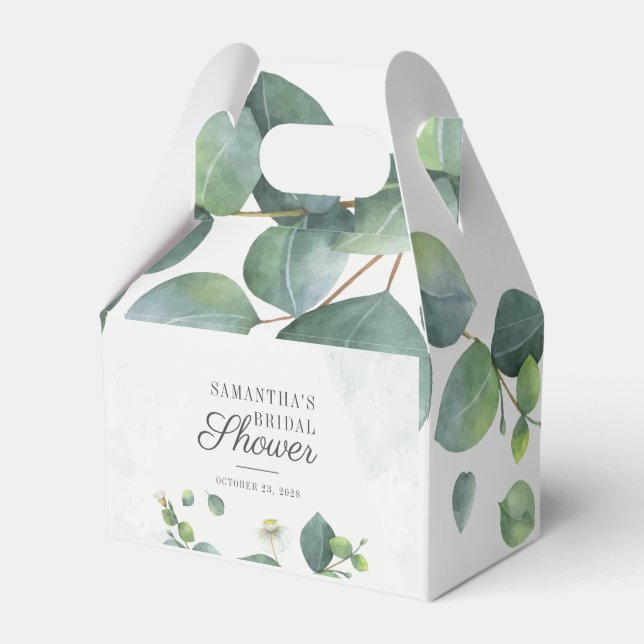 Eucalyptus Succulent Green Botanical Bridal Shower Favor Box (Front Side)