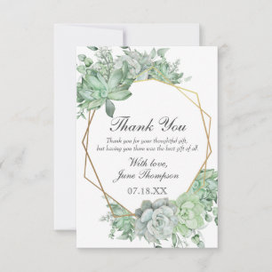 Eucalyptus Succulent Greenery Border Bridal Shower Thank You Card