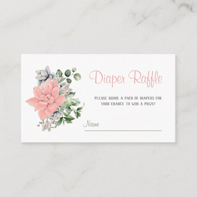 Eucalyptus Succulent Greenery Diaper Raffle Game Enclosure Card (Front)