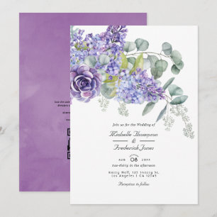 Eucalyptus Succulents  QR Code RSVP Wedding Invita Invitation