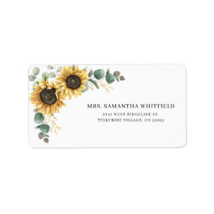 Eucalyptus Sunflower Botanical Modern Address Label
