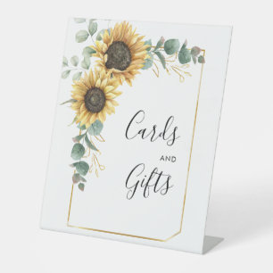 Eucalyptus Sunflower Bridal Shower Cards and Gifts Pedestal Sign