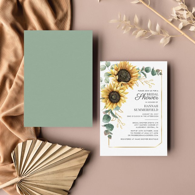 Eucalyptus Sunflower Bridal Shower Invitation (Creator Uploaded)