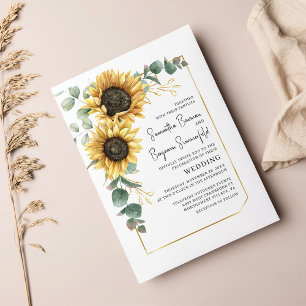 Eucalyptus Sunflower Budget Wedding Invitation Flyer