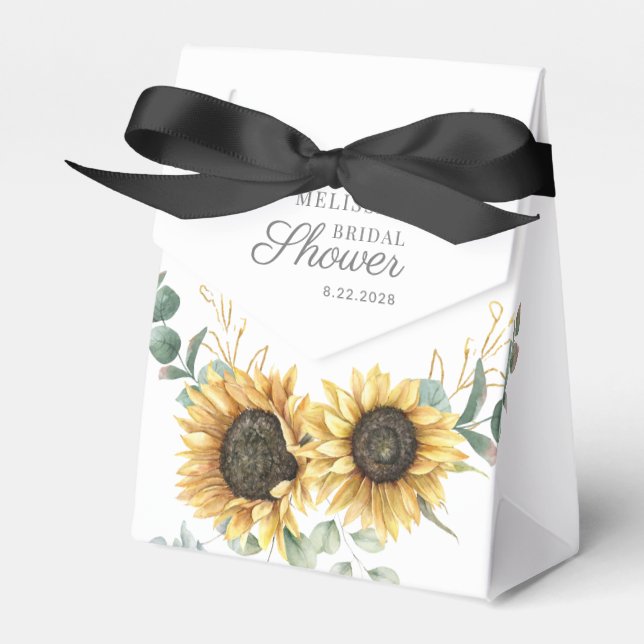 Eucalyptus Sunflower Floral Bridal Shower Favor Box (Front Side)