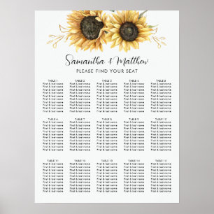 Eucalyptus Sunflower Floral Wedding Seating Chart