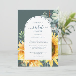 Eucalyptus Sunflower Green Bridal Shower Invitation